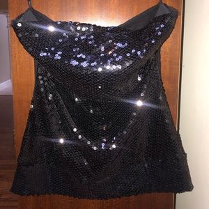 Black sequence tube top